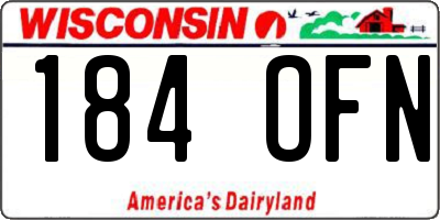 WI license plate 184OFN