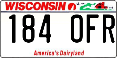 WI license plate 184OFR