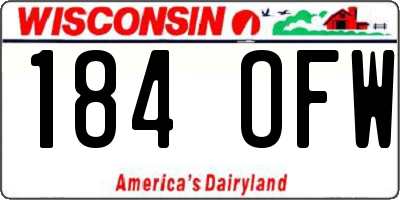 WI license plate 184OFW