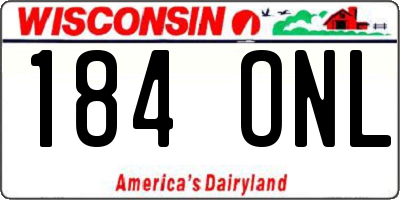 WI license plate 184ONL
