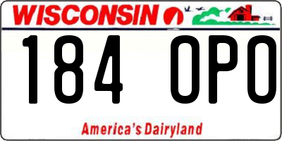 WI license plate 184OPO