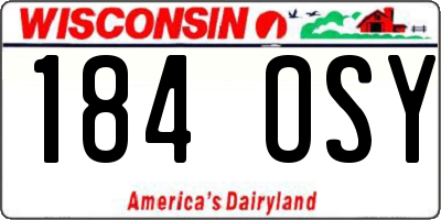 WI license plate 184OSY