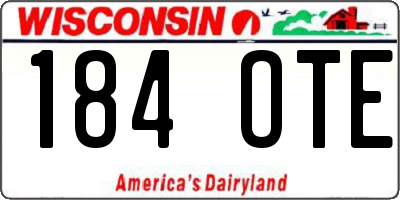 WI license plate 184OTE