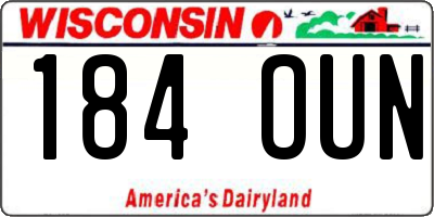 WI license plate 184OUN