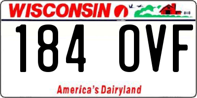 WI license plate 184OVF