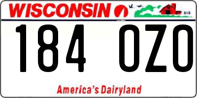 WI license plate 184OZO
