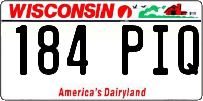 WI license plate 184PIQ
