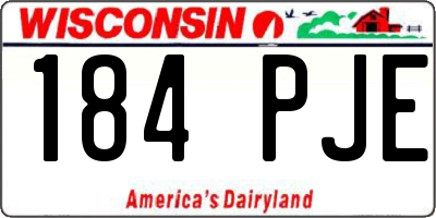 WI license plate 184PJE