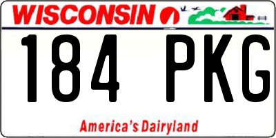 WI license plate 184PKG