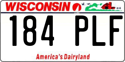 WI license plate 184PLF