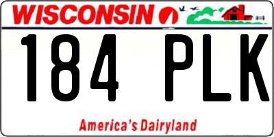 WI license plate 184PLK
