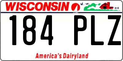 WI license plate 184PLZ