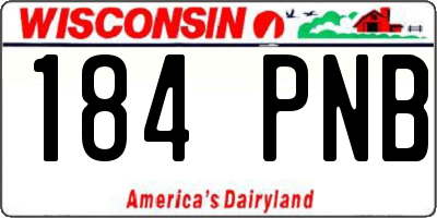 WI license plate 184PNB