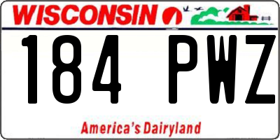WI license plate 184PWZ