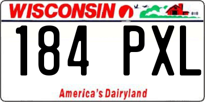 WI license plate 184PXL