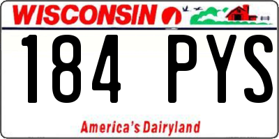 WI license plate 184PYS