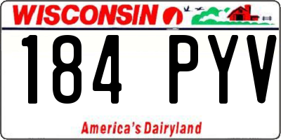 WI license plate 184PYV