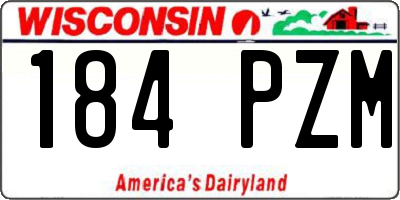 WI license plate 184PZM
