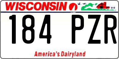WI license plate 184PZR