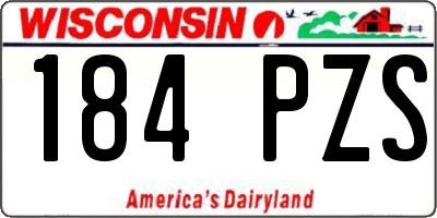 WI license plate 184PZS