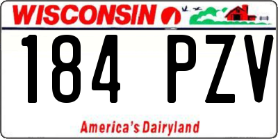 WI license plate 184PZV