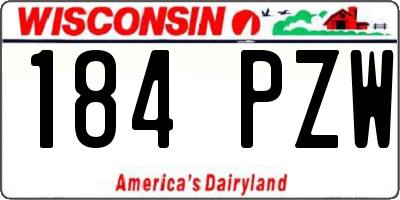 WI license plate 184PZW