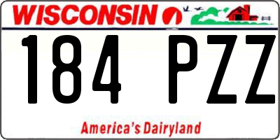 WI license plate 184PZZ