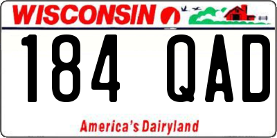 WI license plate 184QAD