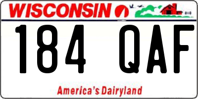WI license plate 184QAF