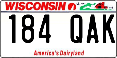 WI license plate 184QAK