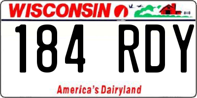 WI license plate 184RDY