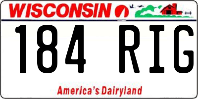 WI license plate 184RIG