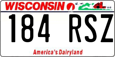 WI license plate 184RSZ