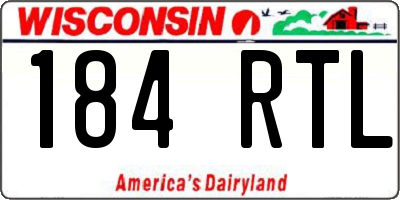 WI license plate 184RTL