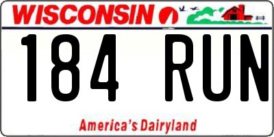 WI license plate 184RUN