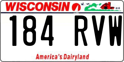 WI license plate 184RVW