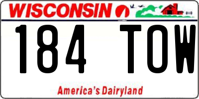 WI license plate 184TOW