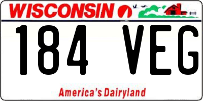 WI license plate 184VEG