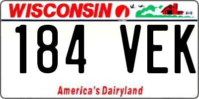 WI license plate 184VEK