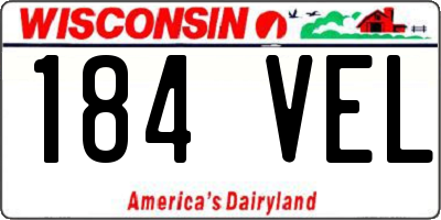 WI license plate 184VEL
