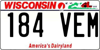 WI license plate 184VEM