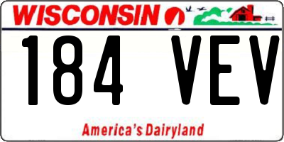 WI license plate 184VEV