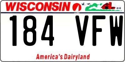WI license plate 184VFW