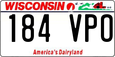 WI license plate 184VPO