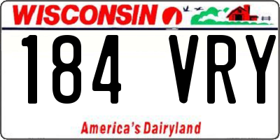 WI license plate 184VRY