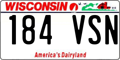 WI license plate 184VSN