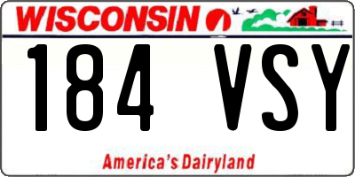 WI license plate 184VSY