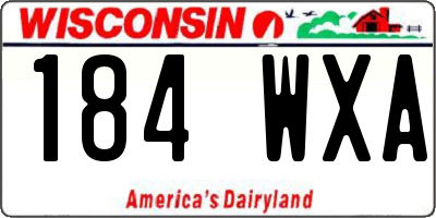 WI license plate 184WXA