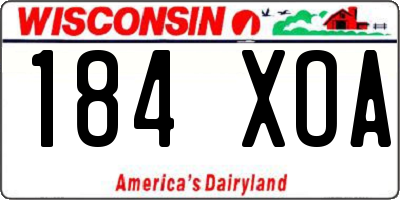 WI license plate 184XOA