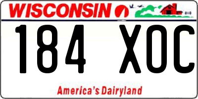 WI license plate 184XOC